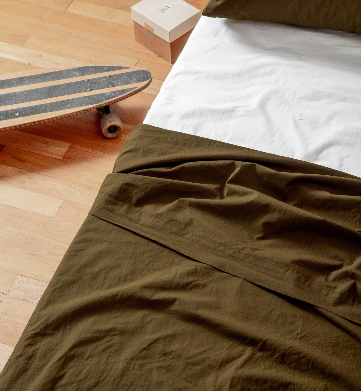 Drap plat 1 personne en Percale de Coton Bio lavé, KADOLIS