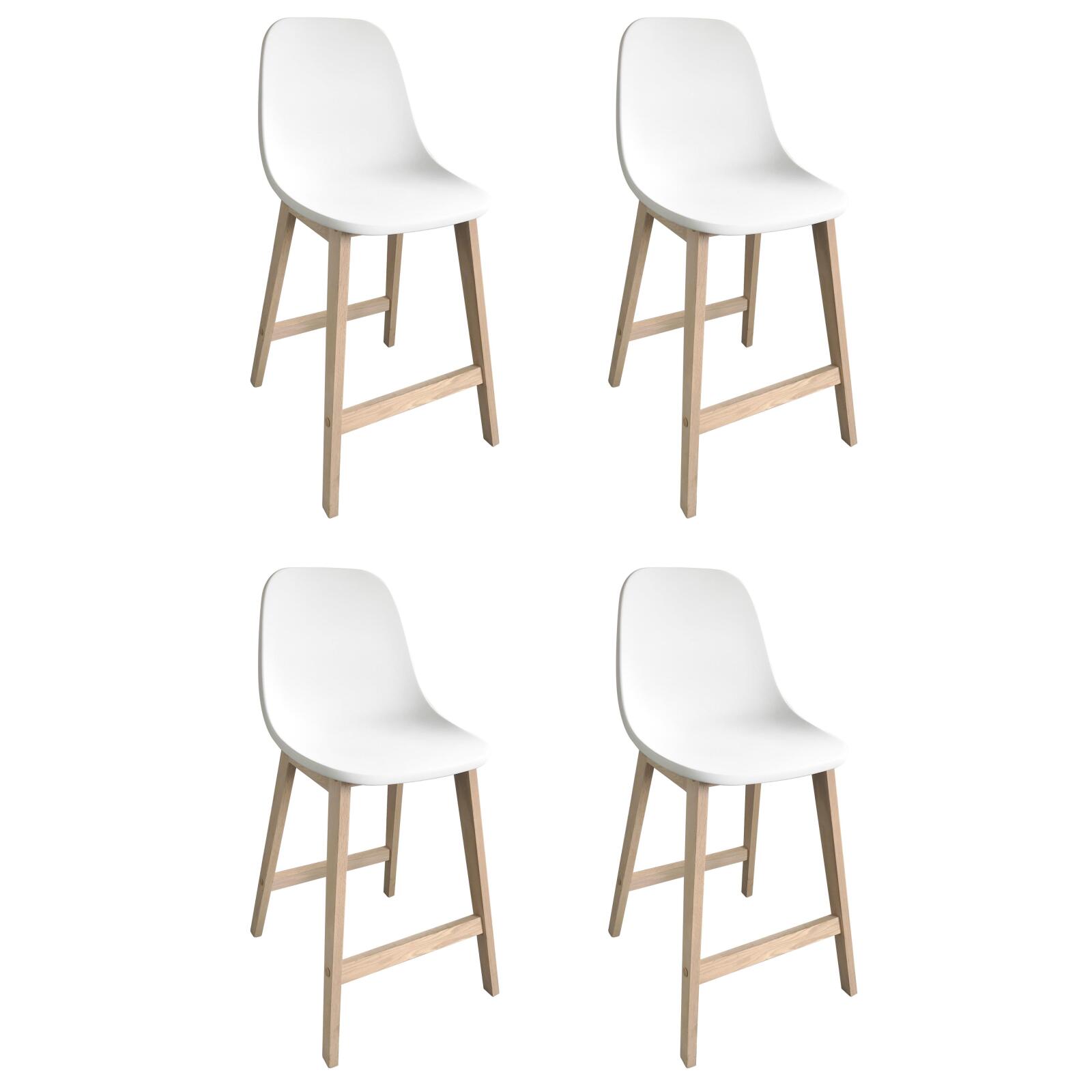 Lot de chaises d'ilot et bar en chêne avec assise plastique 65cm ELIOS | Lot de 4, MOB IN