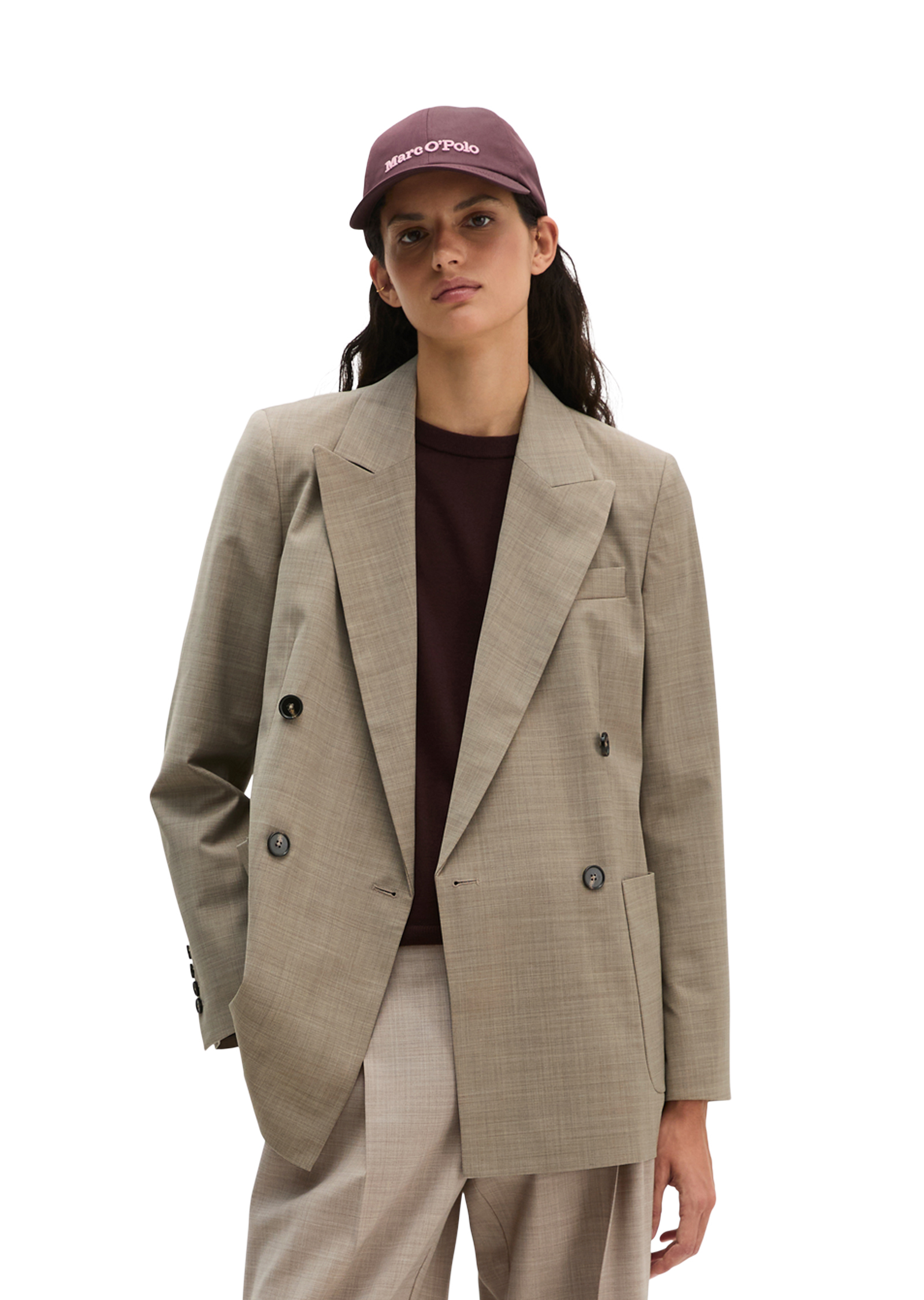 Blazer à double boutonnage, coupe classique en laine stretch de grande qualité, MARC O'POLO