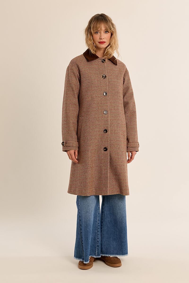 Manteau mi-long à carreaux, col chemise, MOLLY BRACKEN