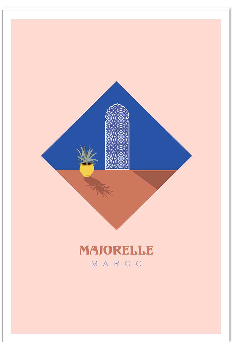 Affiche illustration graphique majorelle maroc, HEXOA