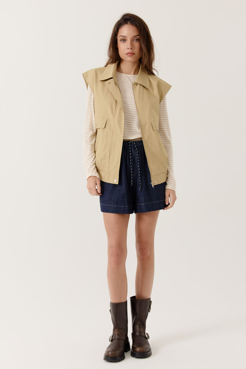 Veste sans manches Orielle col chemise coupe droite, ARTLOVE