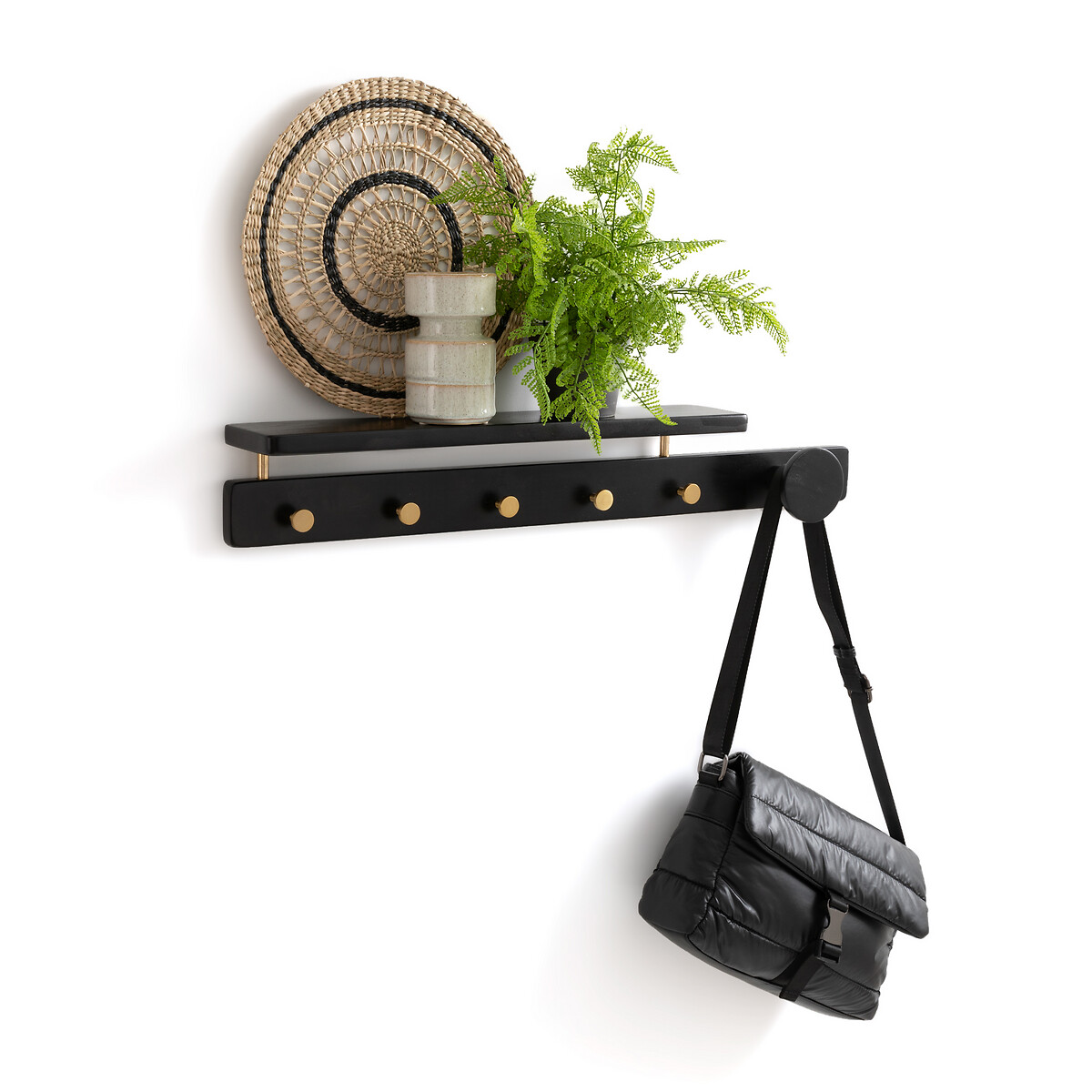 Product photograph of Leyna Beech Brass Wall Hook Unit from La Redoute UK.