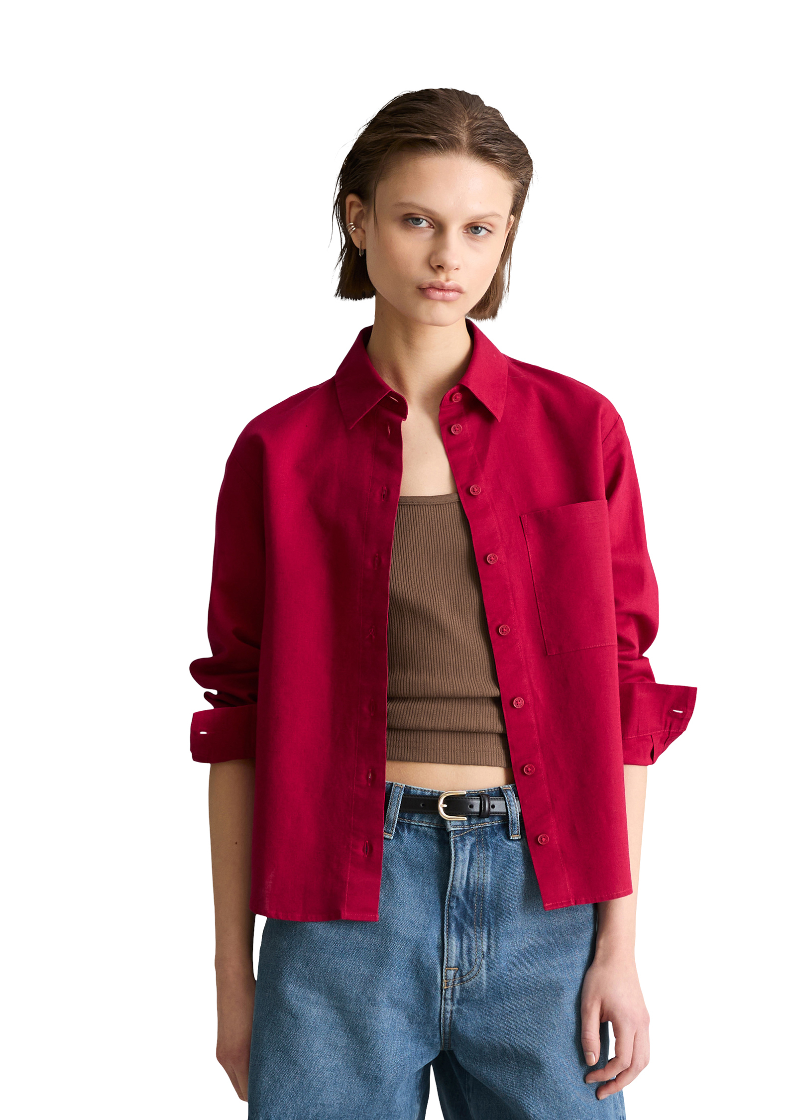 Blouse relaxed en mélange de lin et de coton, MARC O’POLO DENIM