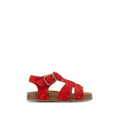 Kids Foil Effect Sandals in Suede LA REDOUTE COLLECTIONS
