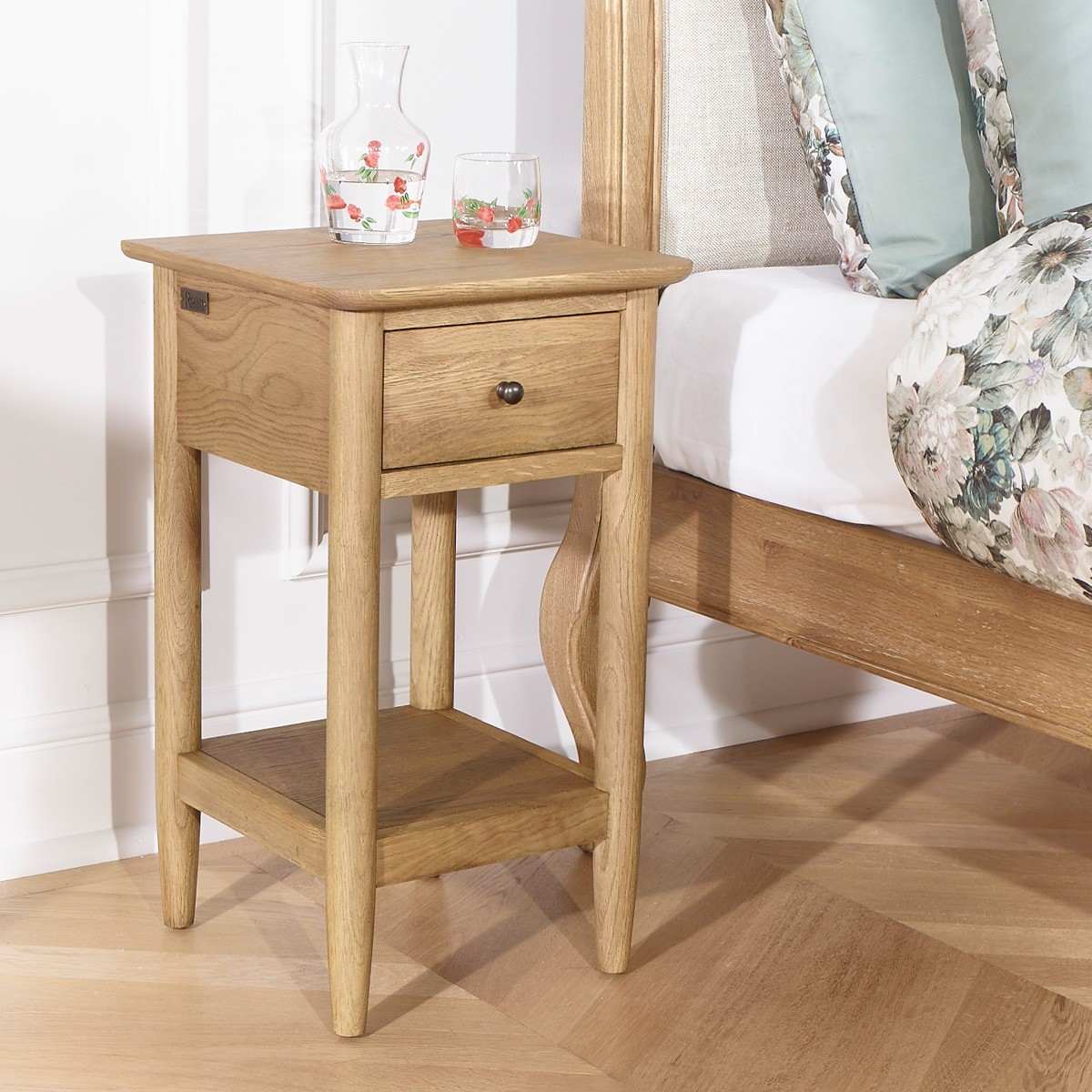Chevet style shabby chic en chêne, 1 tiroir SKYE, ROBIN DES BOIS