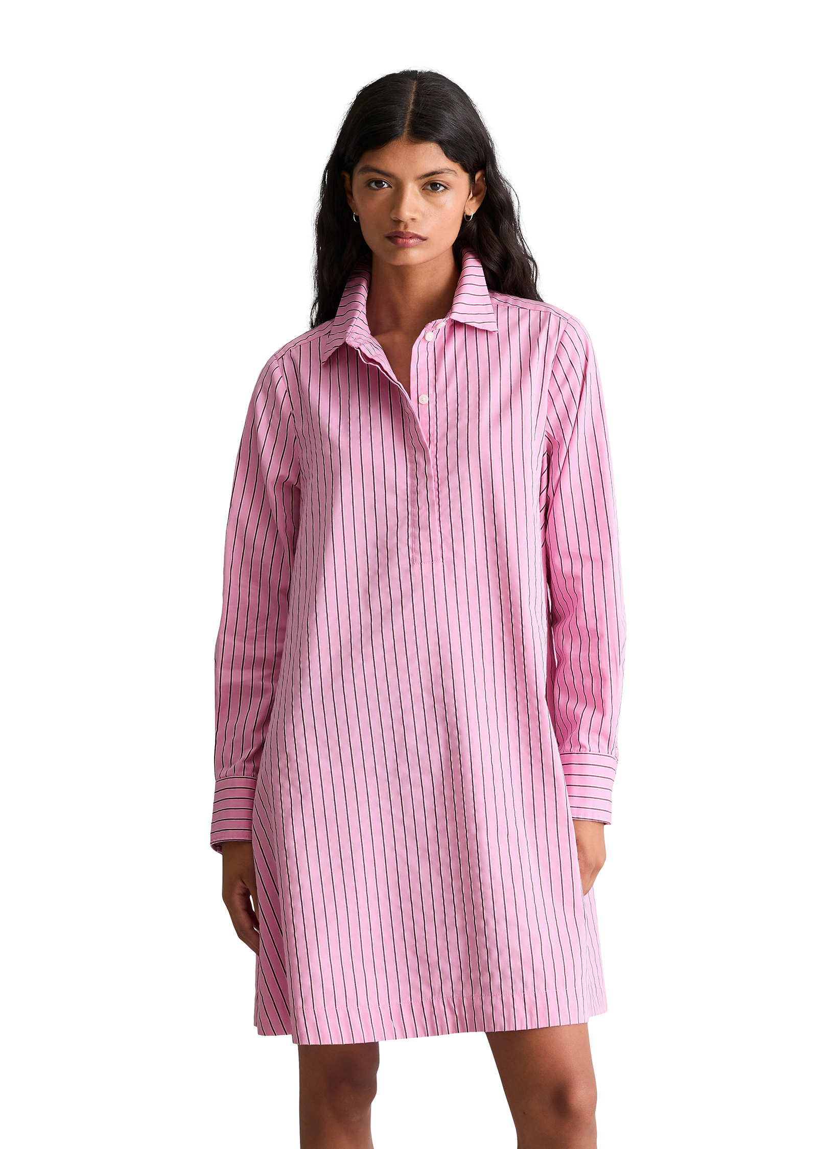 Robe à rayures évasée en mélange de coton organique et de lyocell, MARC O’POLO DENIM