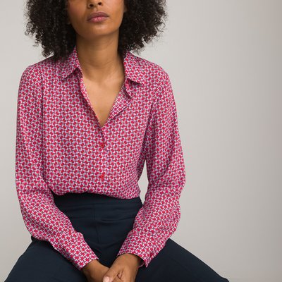 Recycled Geometric Print Shirt with Long Sleeves LA REDOUTE COLLECTIONS