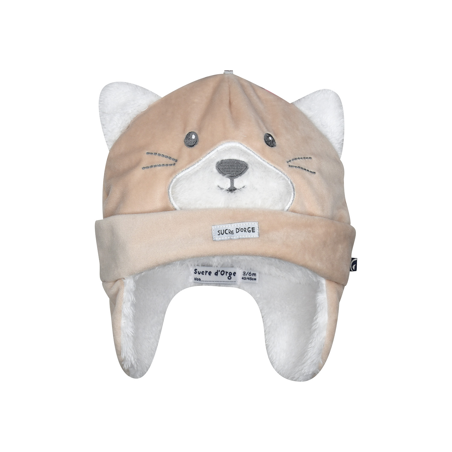 Bonnet ikey velours doux bebe, SUCRE D'ORGE