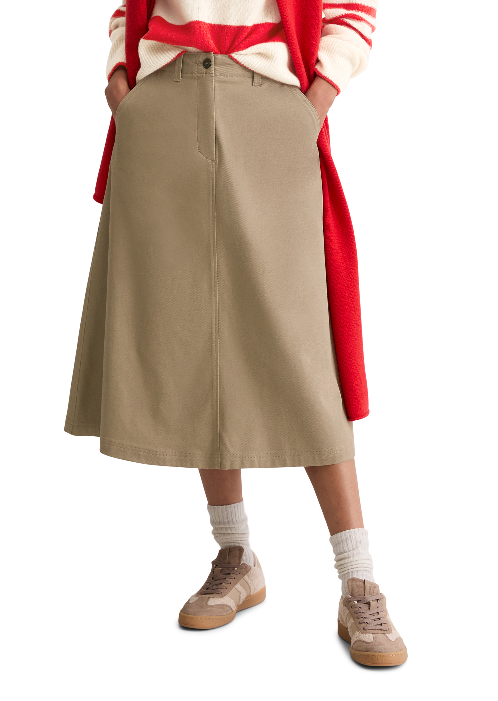 Jupe midi A-Shape en Organic Cotton-Lyocell stretch, MARC O'POLO