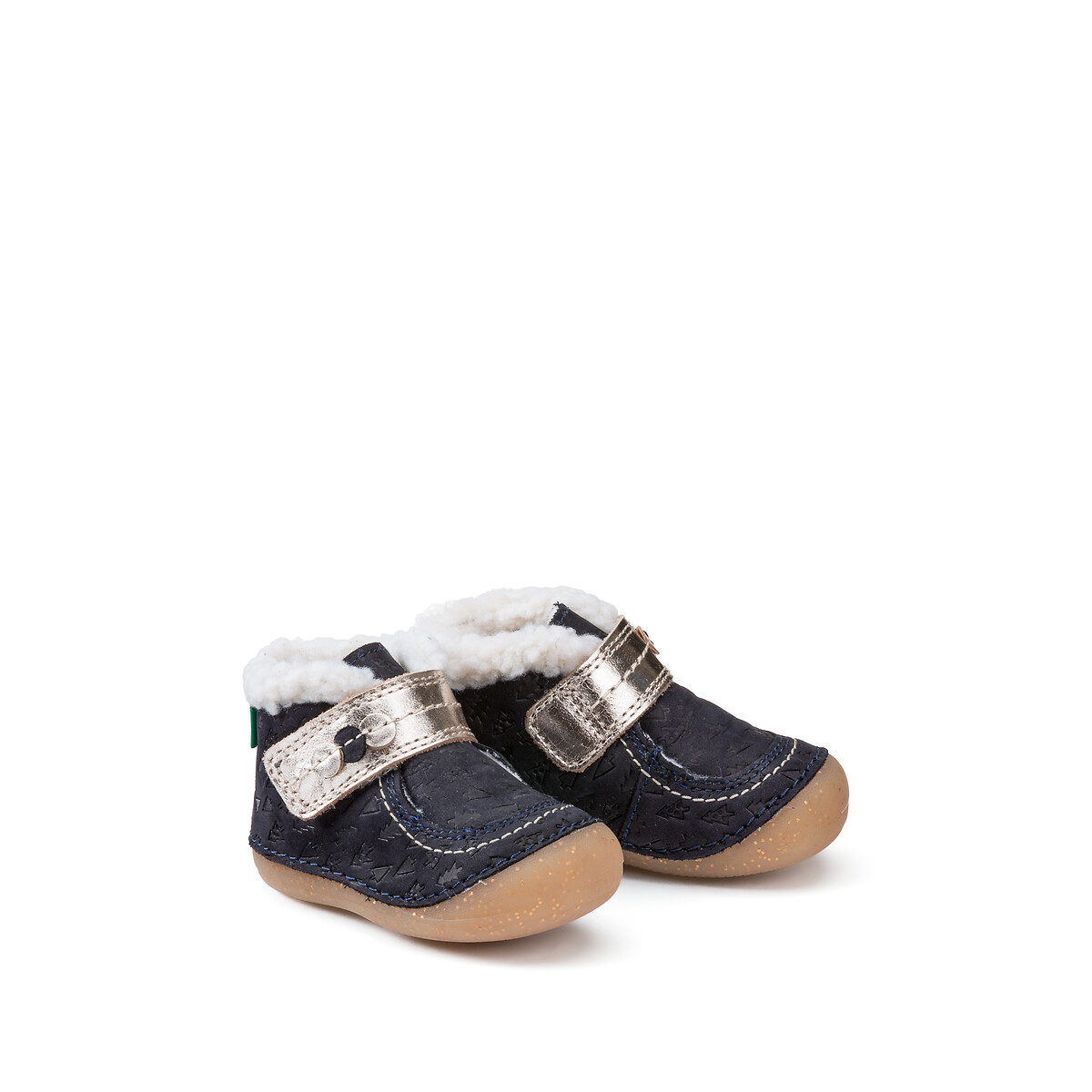 Kids So Schuss Shoes in Leather with Soft Sole and Faux Fur Lining, KICKERS
