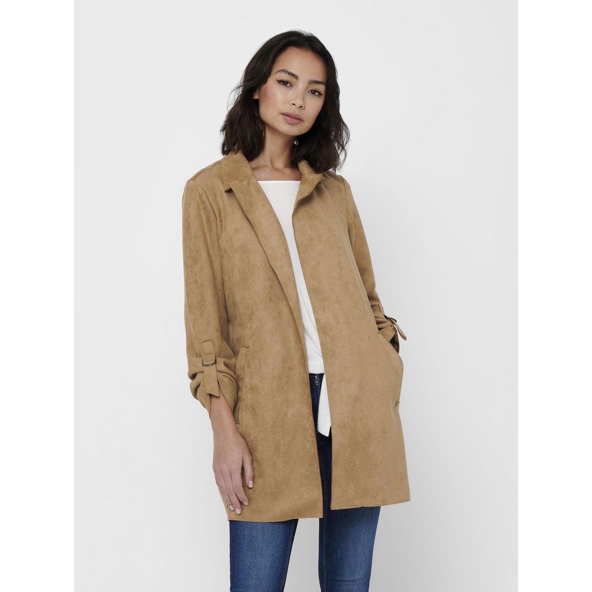 Veste longue daim femme new arrivals