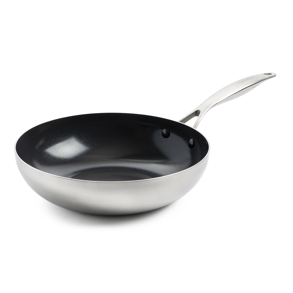 Wok 28 cm inox triply revêtement céramique - Geneva, GREENPAN