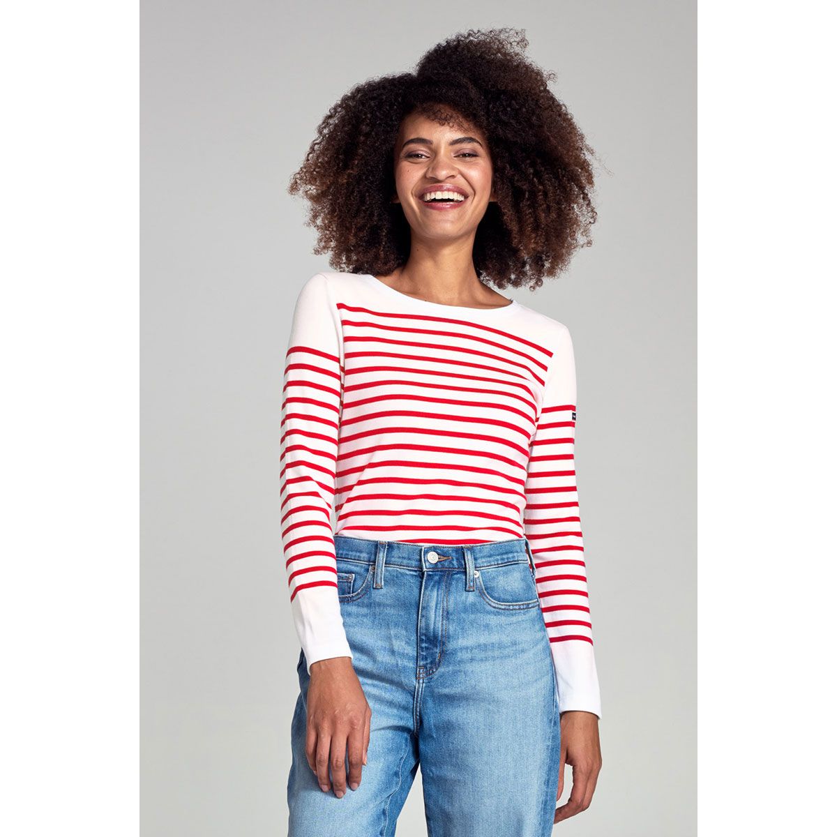 Tee-shirt Marin Armor Lux - Col V, Rayé, Coton épais, Taille T4 (42/44), Occasion Très Bon état