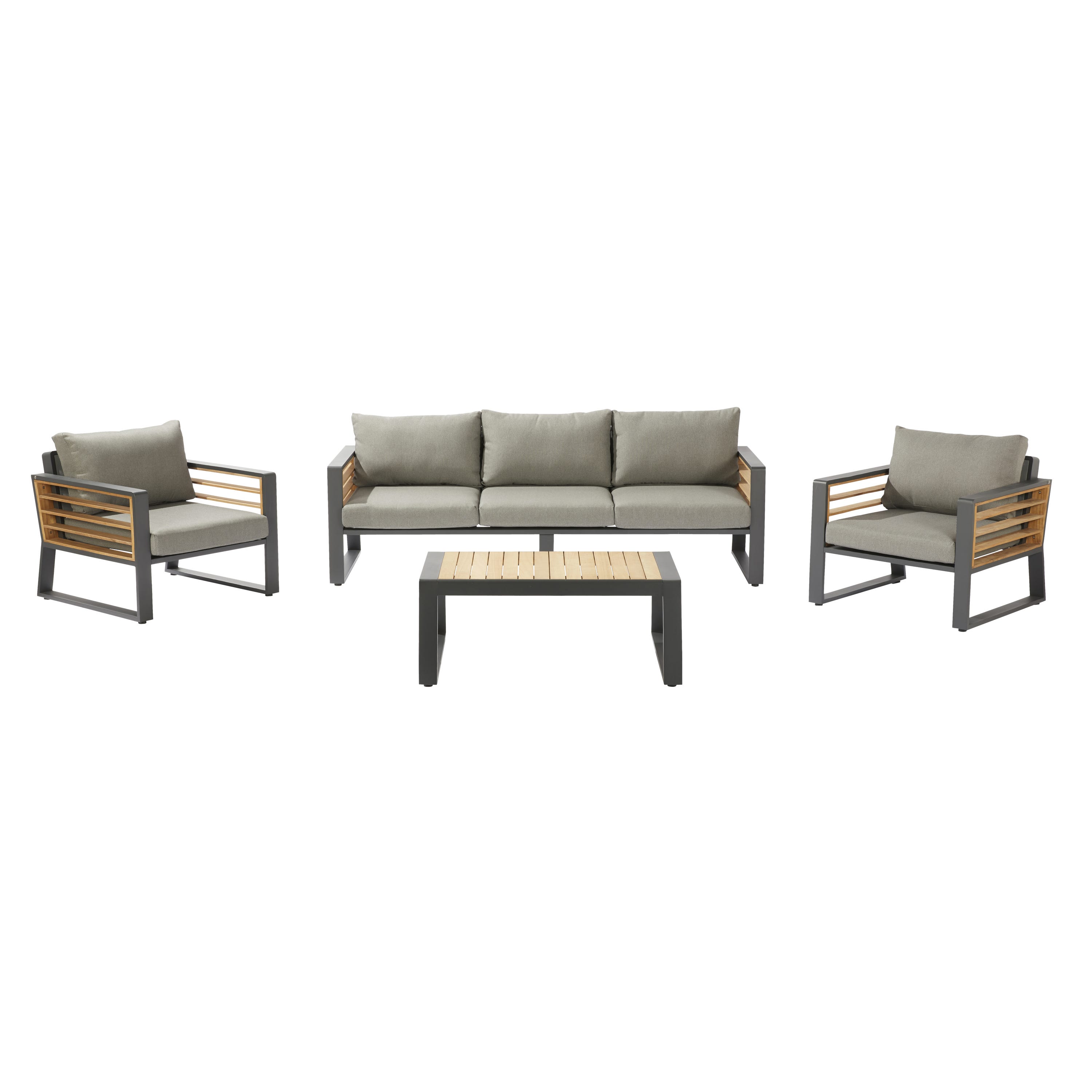 Salon de jardin en aluminium et teck, IONIS, NATERIAL