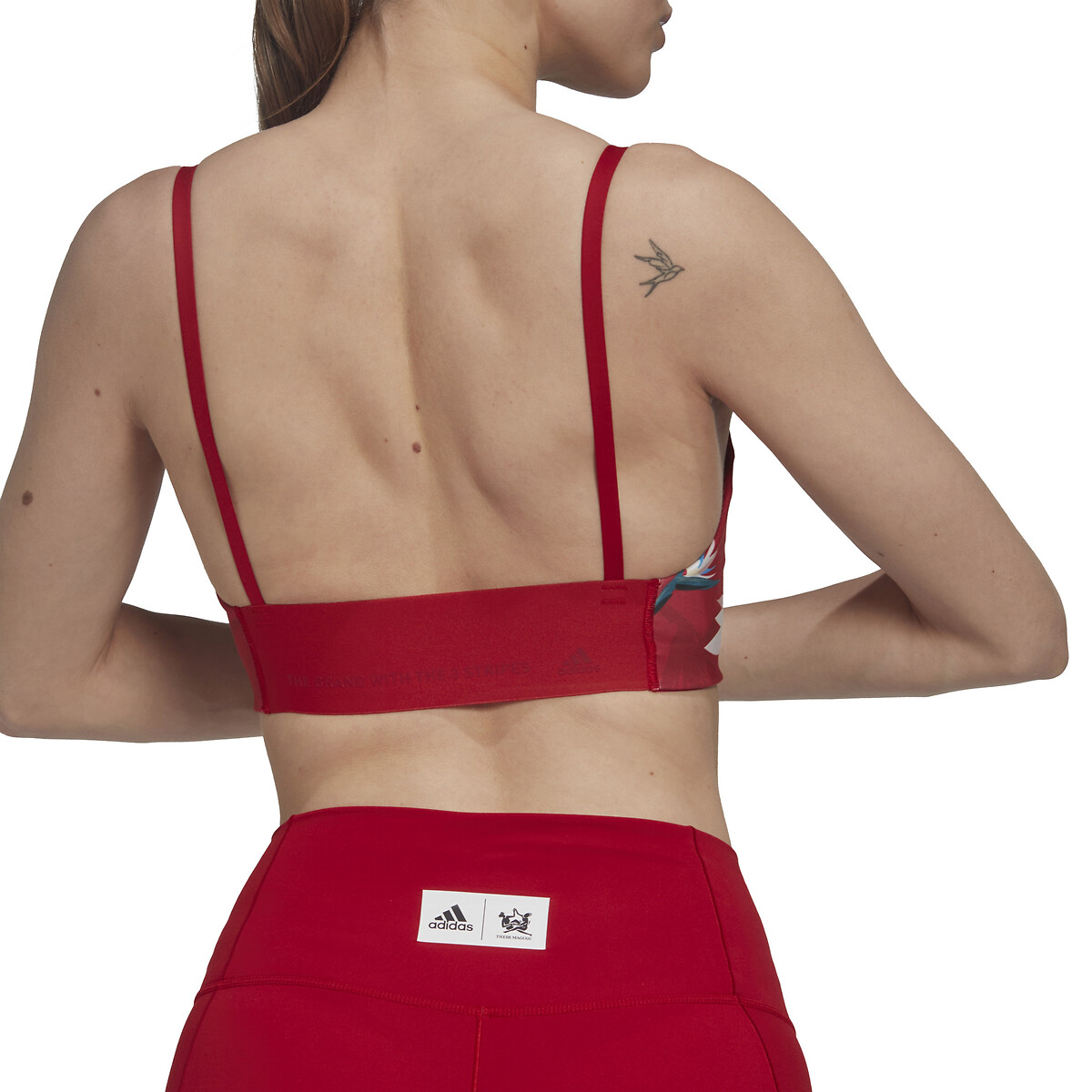 Printed sports bra, red, Adidas Performance