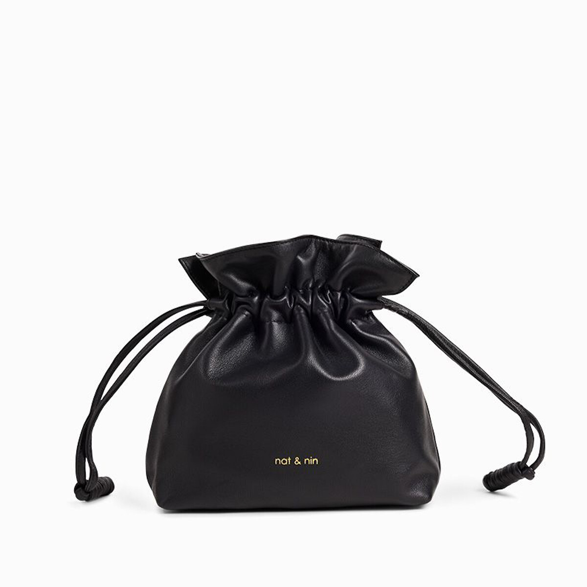 Flores Drawstring Bucket Bag in Leather