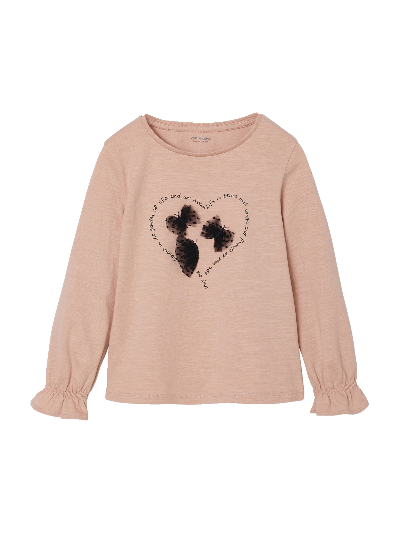 T-shirt romantique motifs fantaisie et brillants, VERTBAUDET