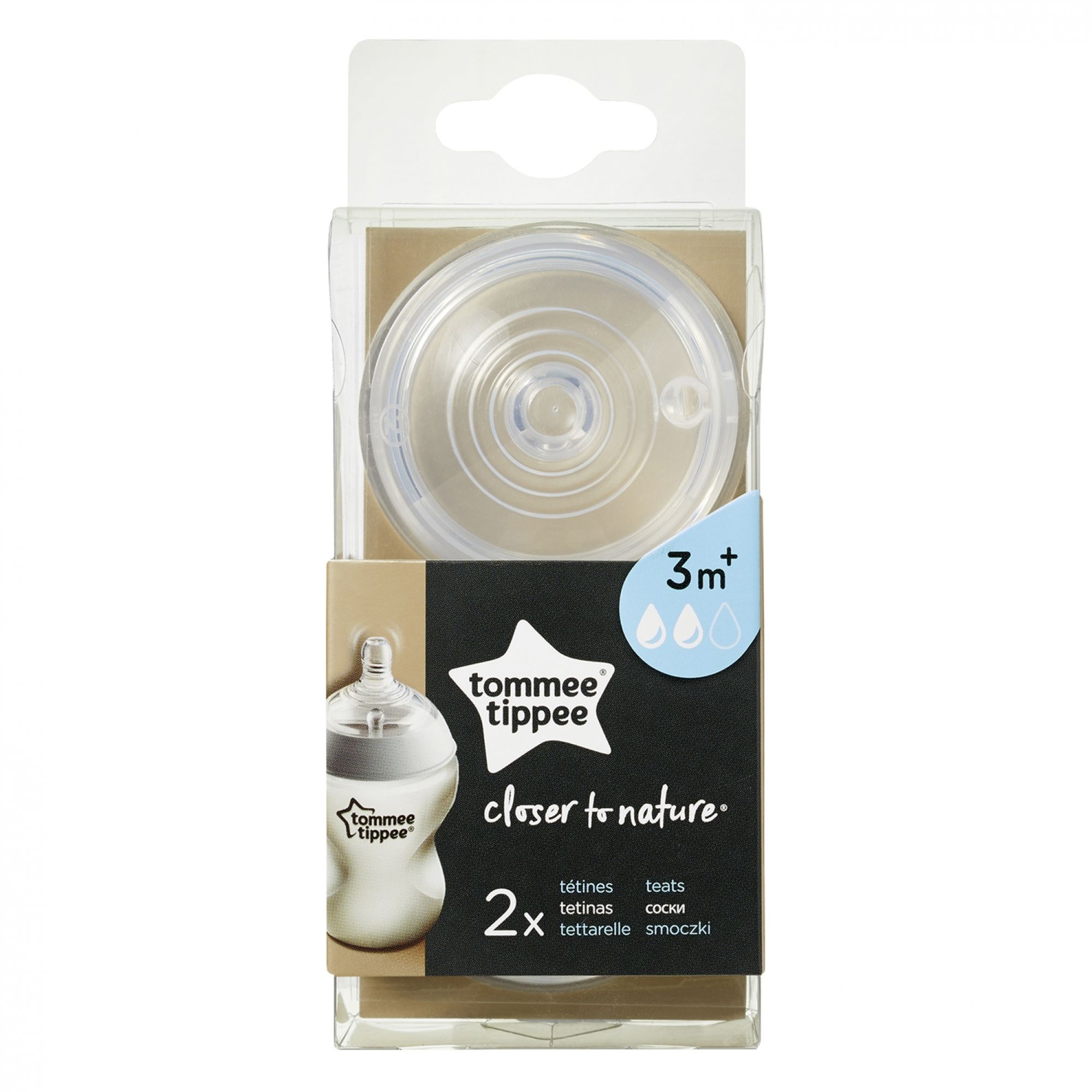 Lot de 2 tétines Closer to nature débit moyen, TOMMEE TIPPEE