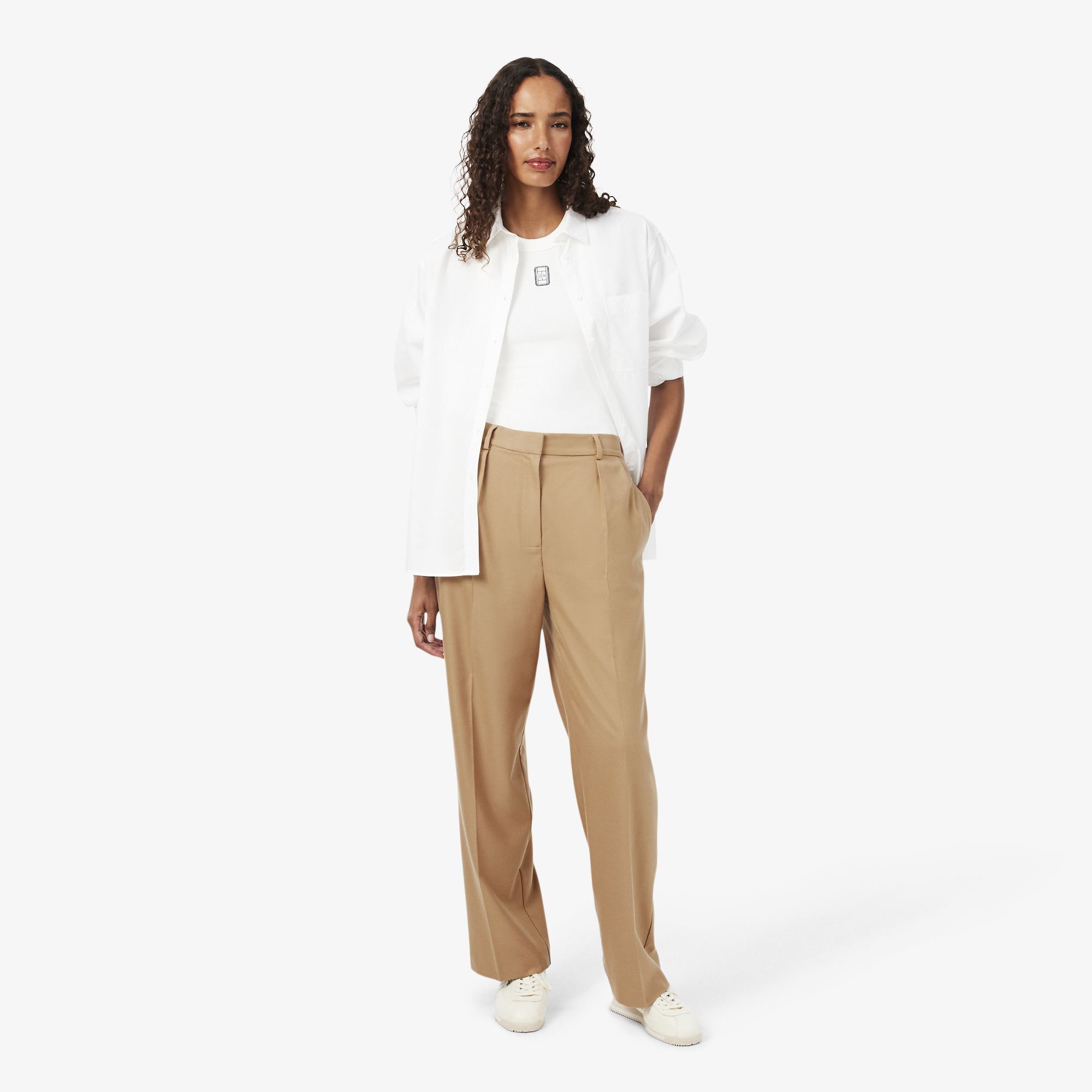 Pantalon à plis flanelle oversize, LACOSTE