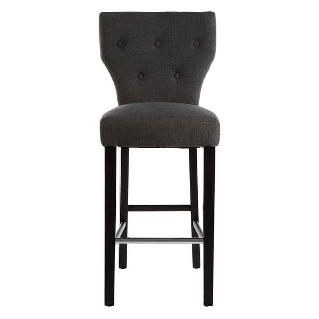 Bar Chair in Grey Fabric with Black Rubberwood Legs, grey, SO'HOME