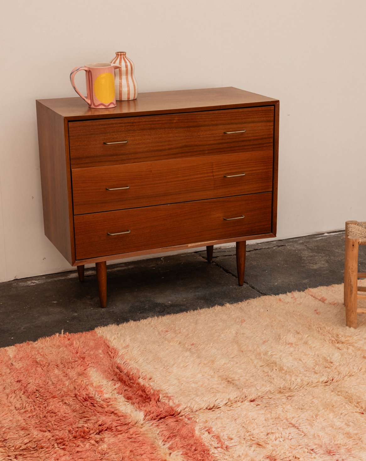 Tapis orange en laine naturelle Olivier N°20 - Bon état, DEBONGOUT
