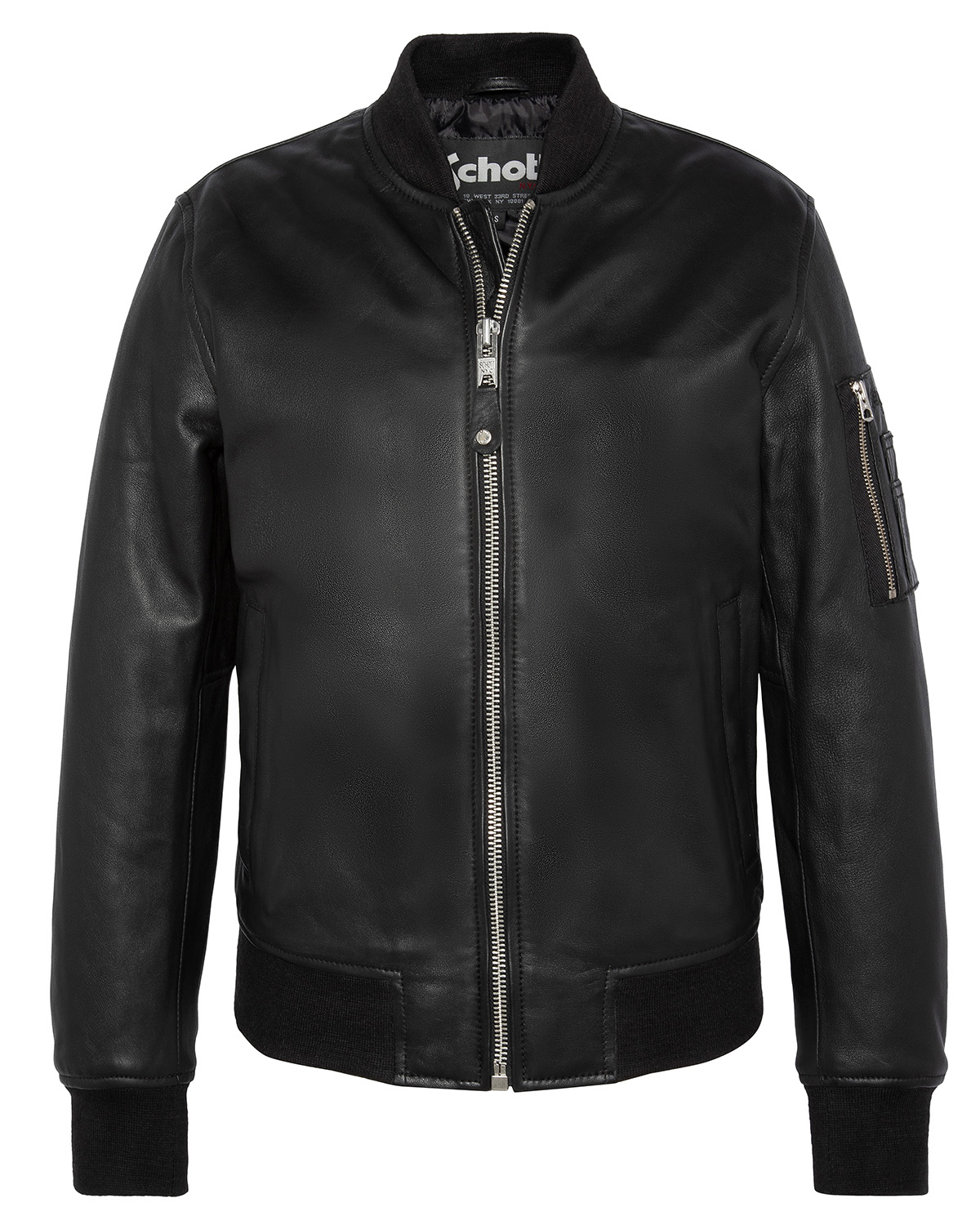 Blouson bomber type MA-1, cuir d'agneau, SCHOTT