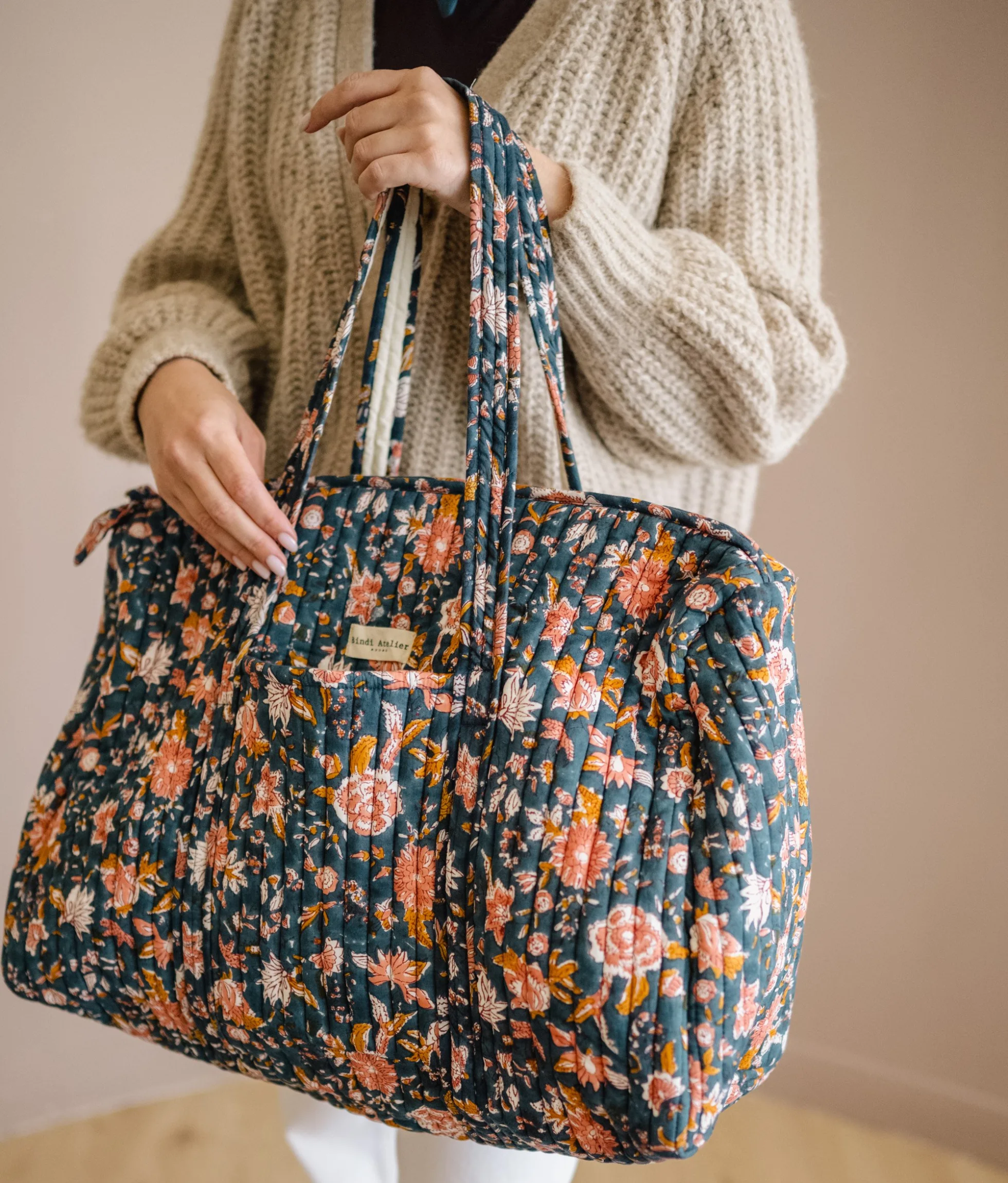 Sac weekend en coton matelassé Goa, BINDI ATELIER