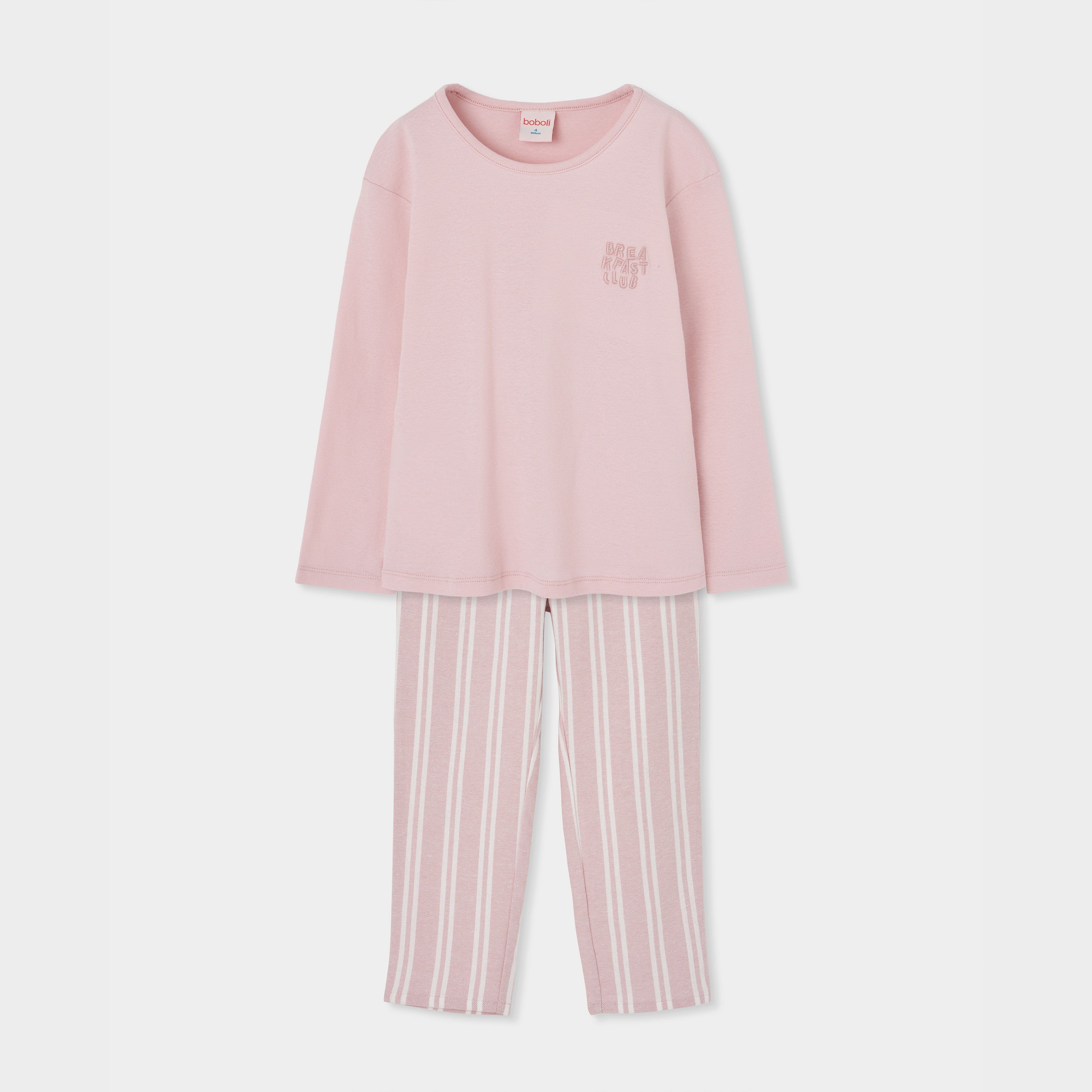 Pyjama fille en maille à rayures avec broderie, BOBOLI