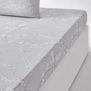 Natsumi Floral 100% Cotton Satin 200 Thread Count Fitted Sheet LA REDOUTE INTERIEURS image