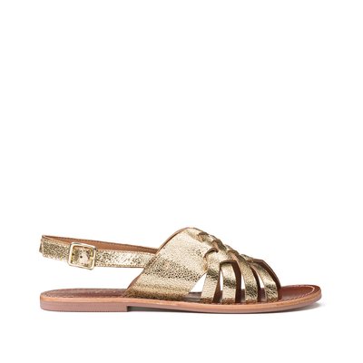 Leather Plaited Strappy Sandals with Flat Heel LA REDOUTE COLLECTIONS