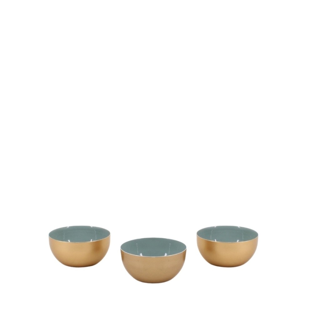 Lot de 3 coupelles en métal doré, vert, ORNAMI