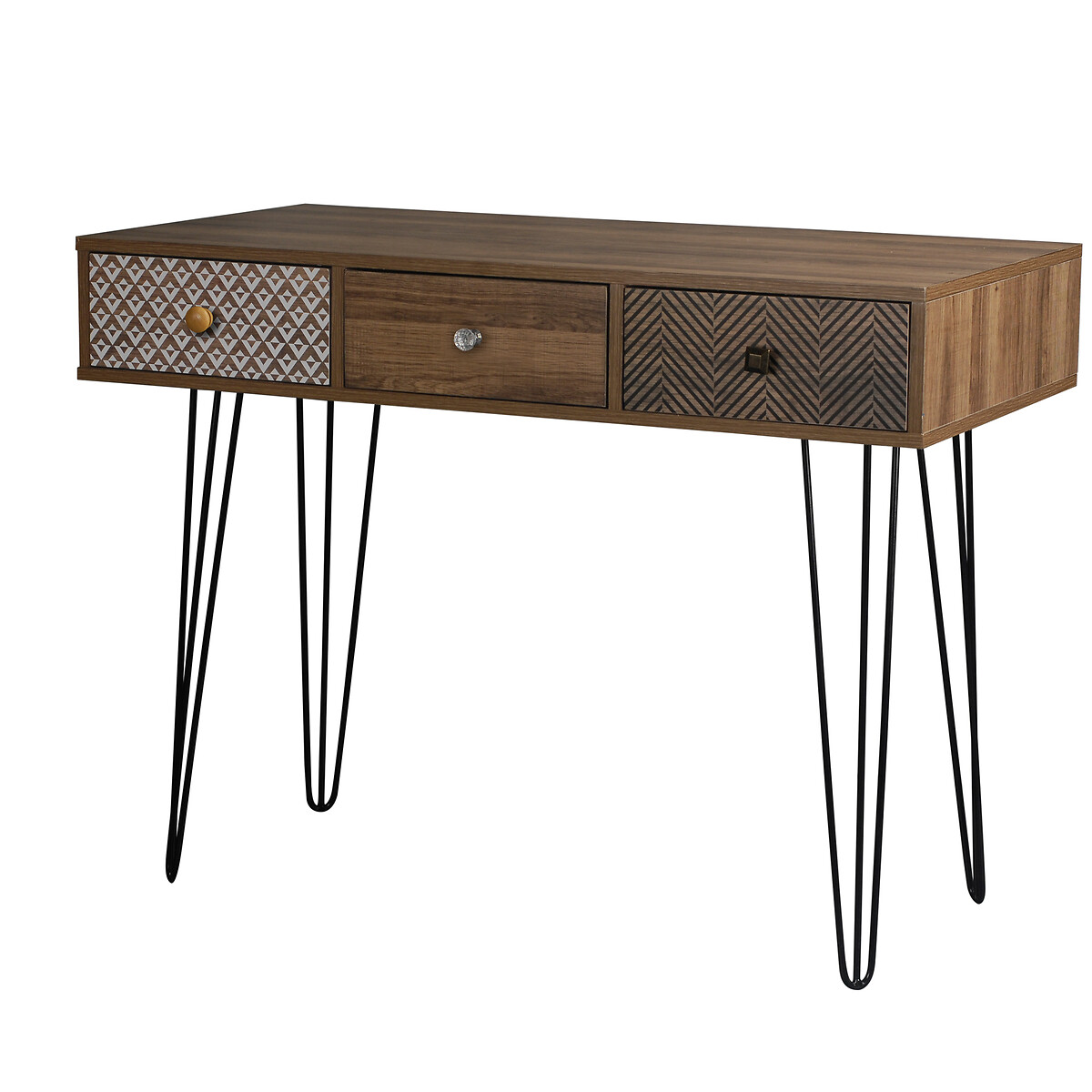 Desk with hairpin shop legs and drawers