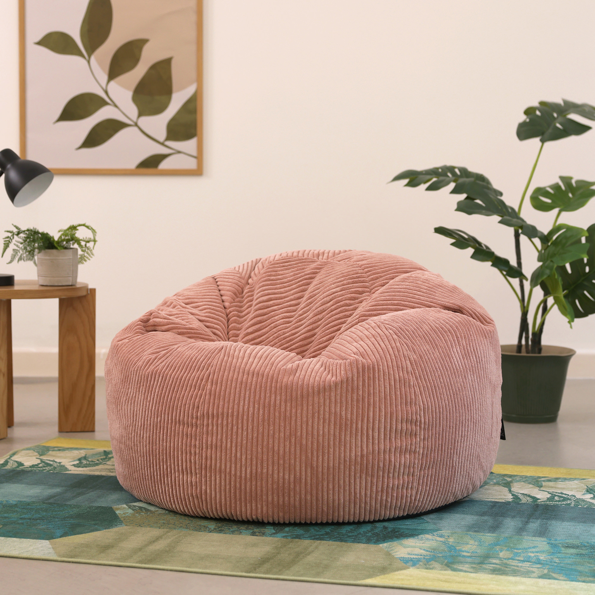 Pouf Poire Icon Kingston En Velours Côtelé | Remplissage Perles | Confort Max | Vert Sarcelle