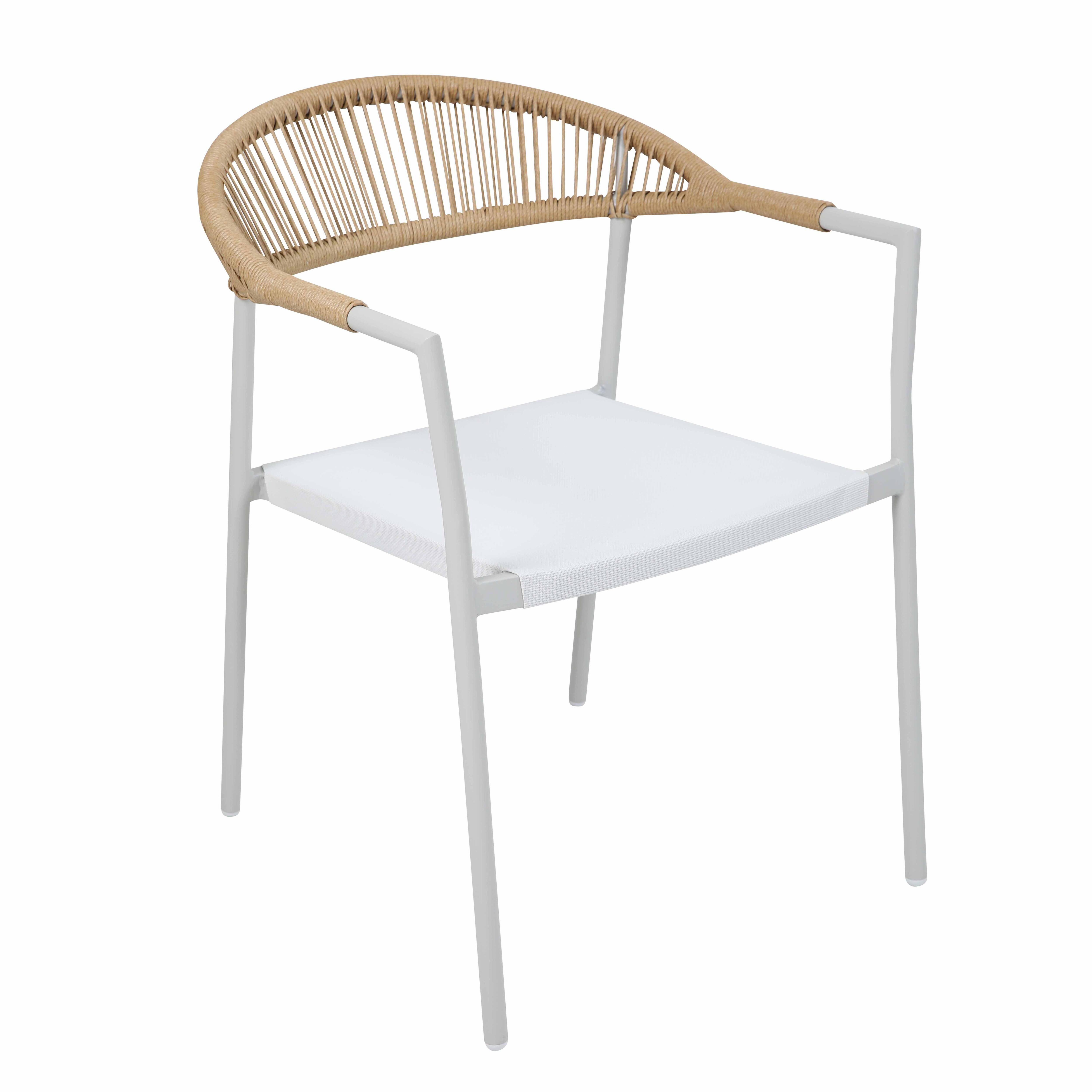 Chaise de jardin en métal et rotin synthétique avec accoudoirs, RHODES, OVIALA