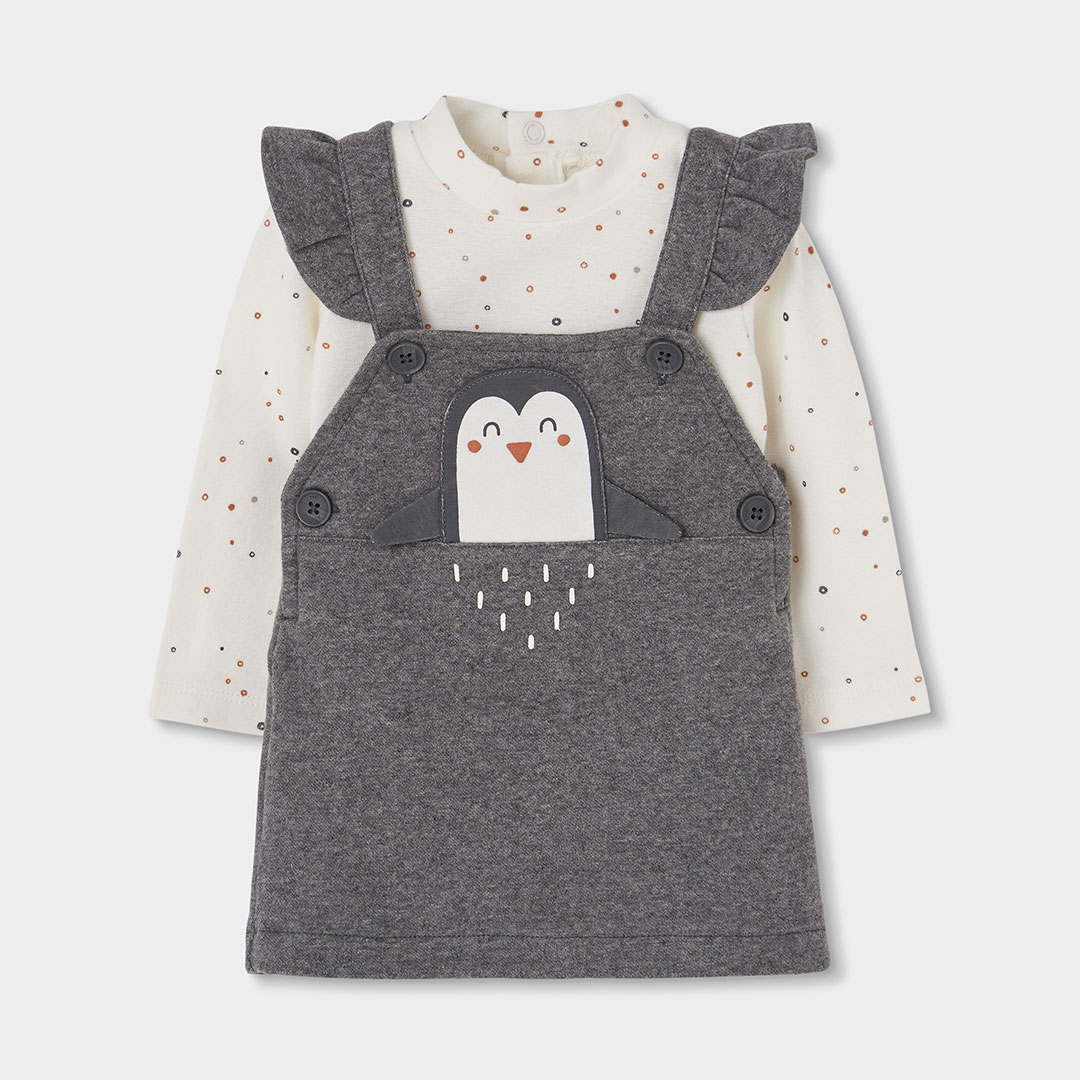 Ensemble bébé fille en maille avec pingouin, BOBOLI