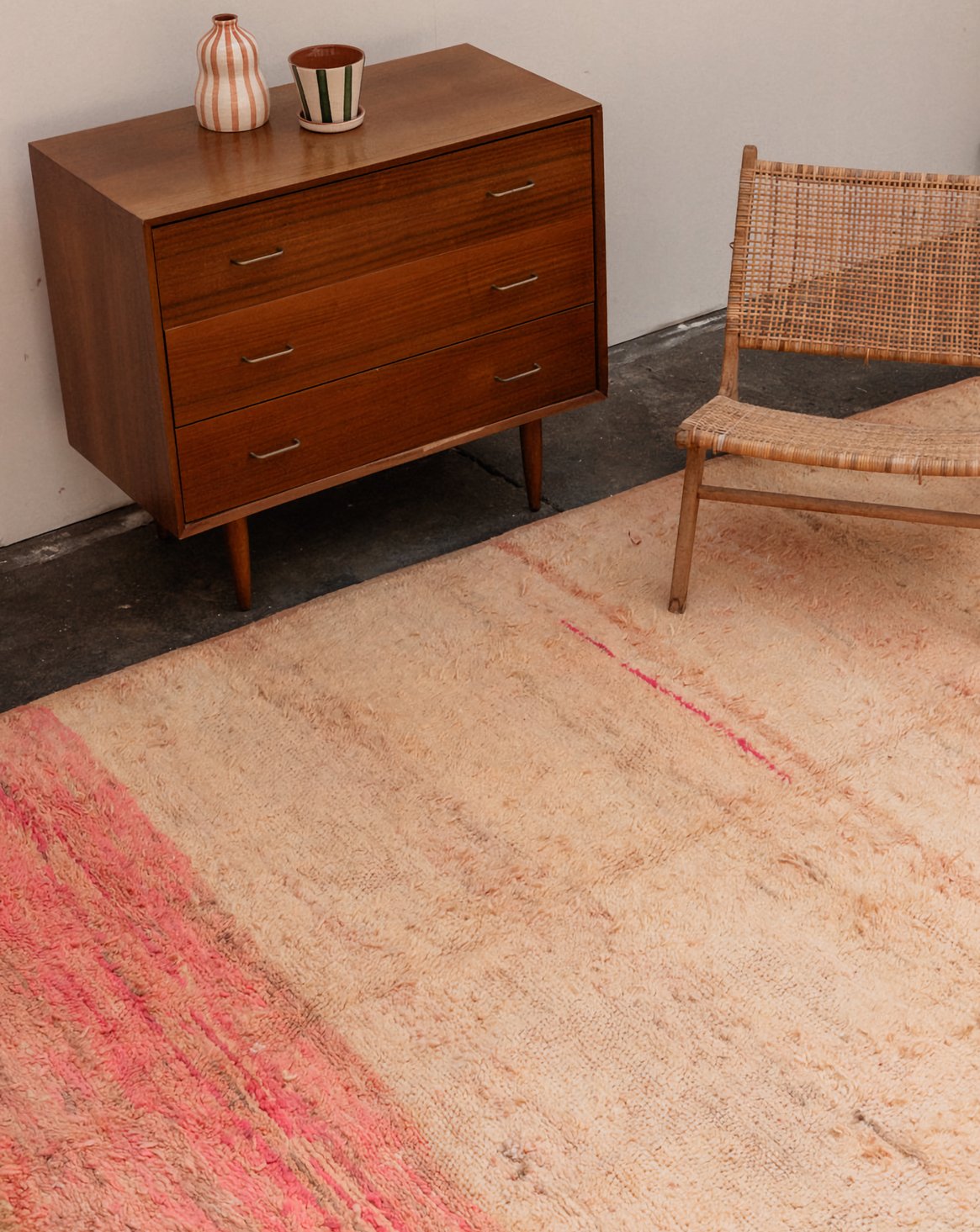 Grand tapis orange et rose Olivier N°21 - Bon état, DEBONGOUT