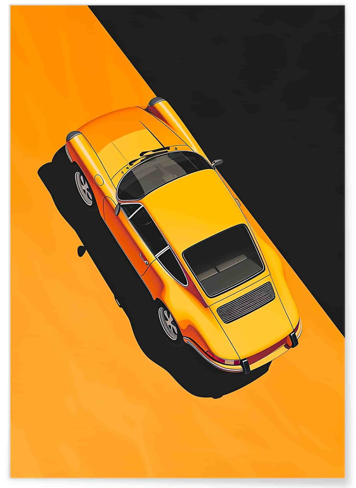 Affiche 911 jaune - Look minimaliste et rétro, L'AFFICHERIE