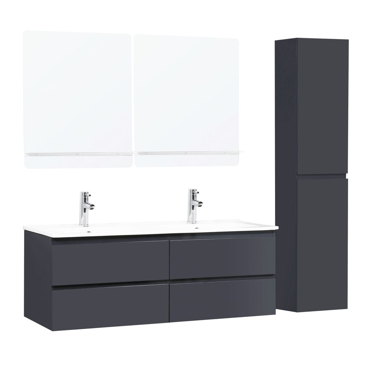 meuble de salle bain double vasque + colonne 2 miroirs sorrento robinets chromes