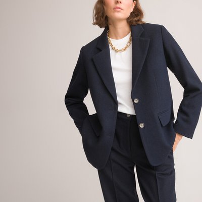 Wool Mix Fitted Blazer in Flannel LA REDOUTE COLLECTIONS