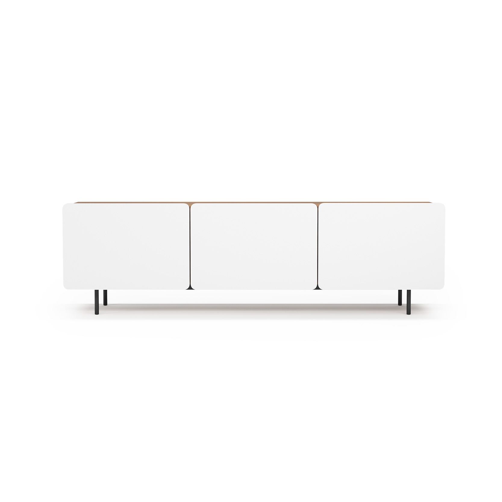Meuble TV placard 3 portes arrondies, BISCUIT, HERDASA