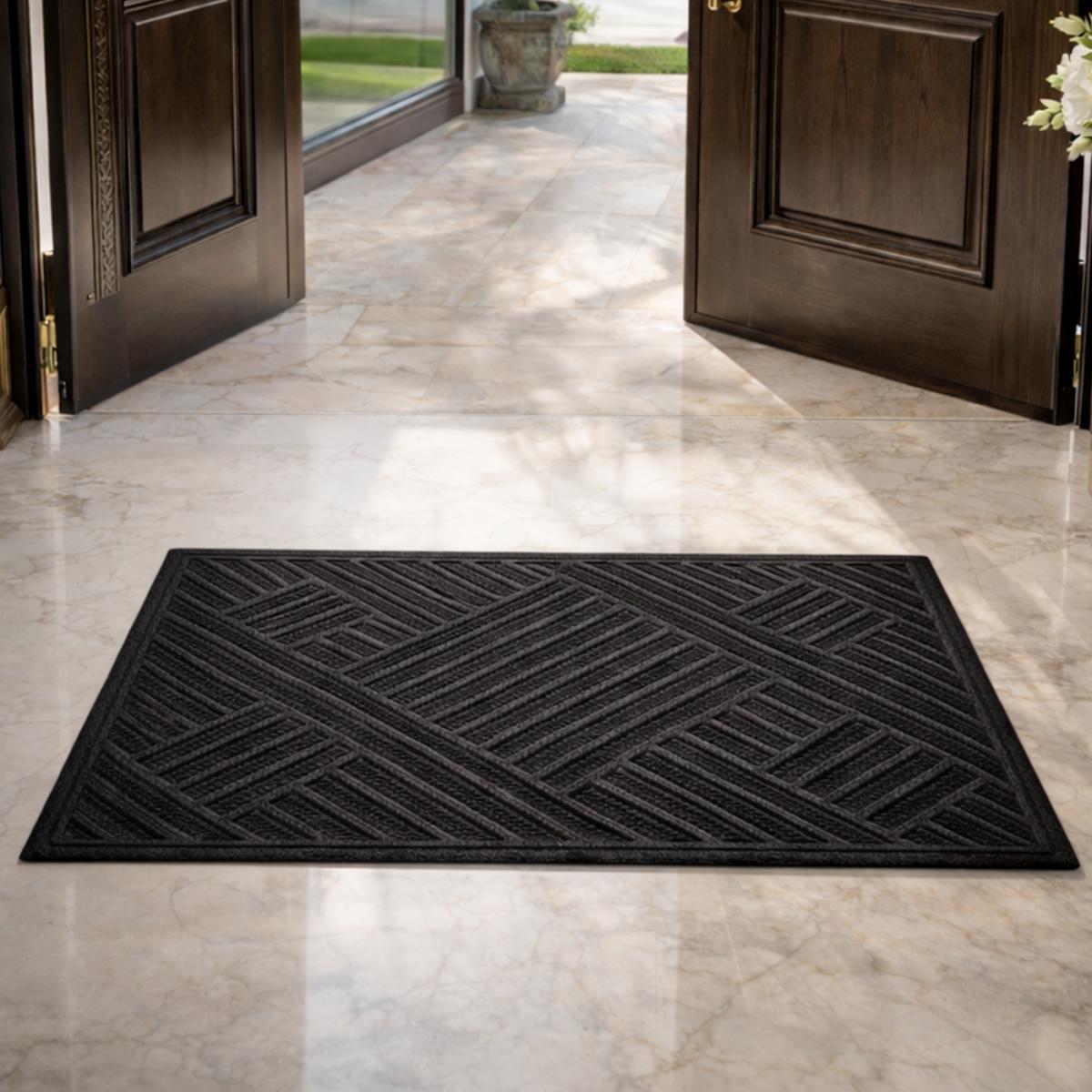 Paillasson géométrique, tissé kilim, graphique et épuré, BRUME, UN AMOUR DE TAPIS