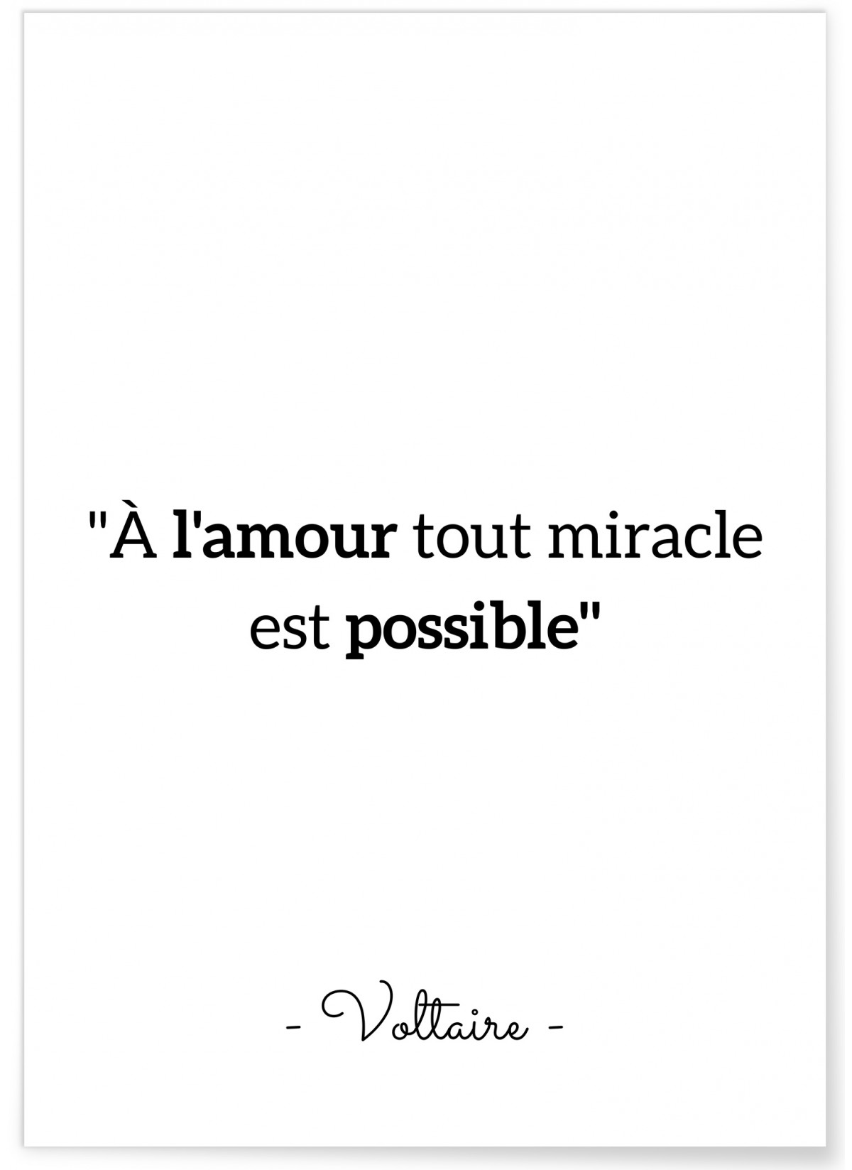 Affiche Voltaire : 'À l'amour...', L'AFFICHERIE