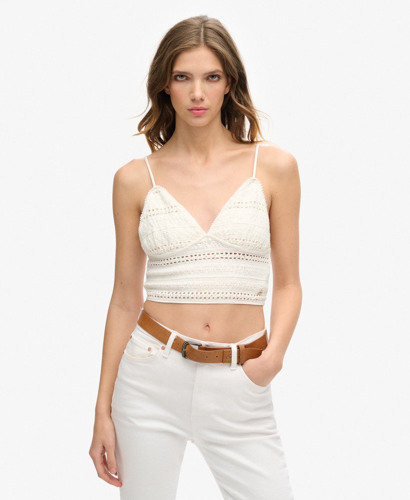 Bustier en dentelle et jersey, SUPERDRY