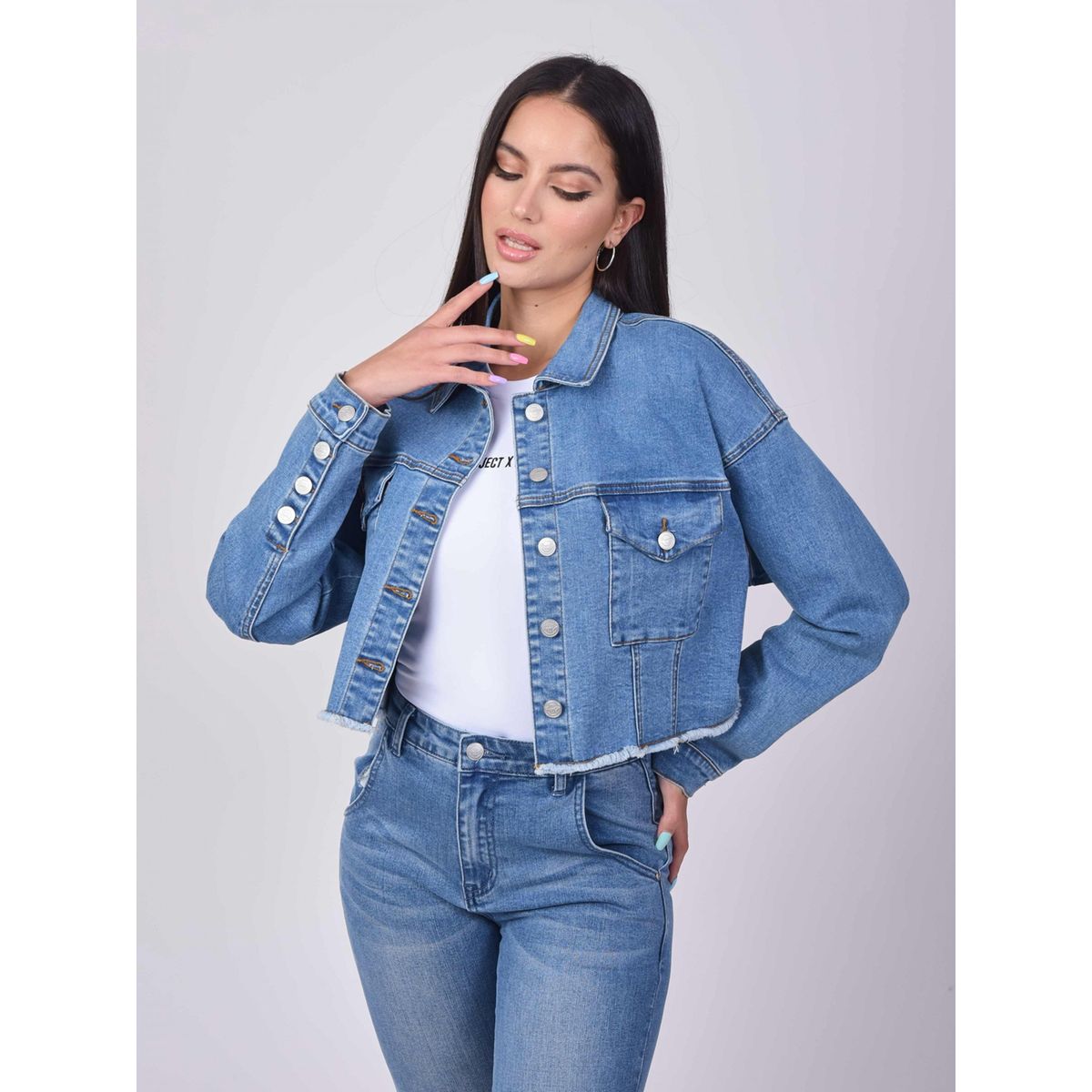 Veste courte basic denim bleu bleu Project X La Redoute