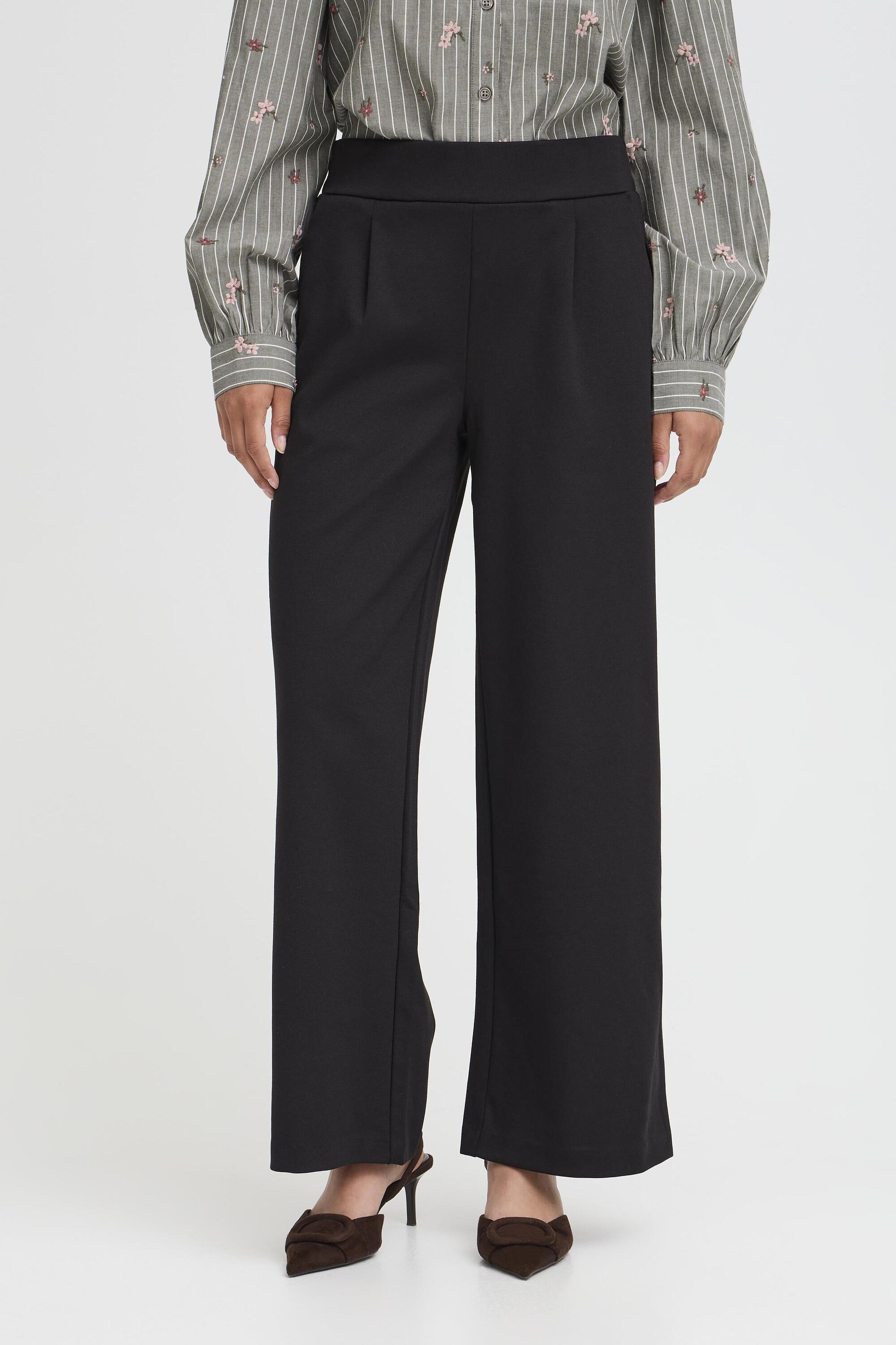 Pantalon longueur cheville, jambes larges, taille élastiquée, B.YOUNG