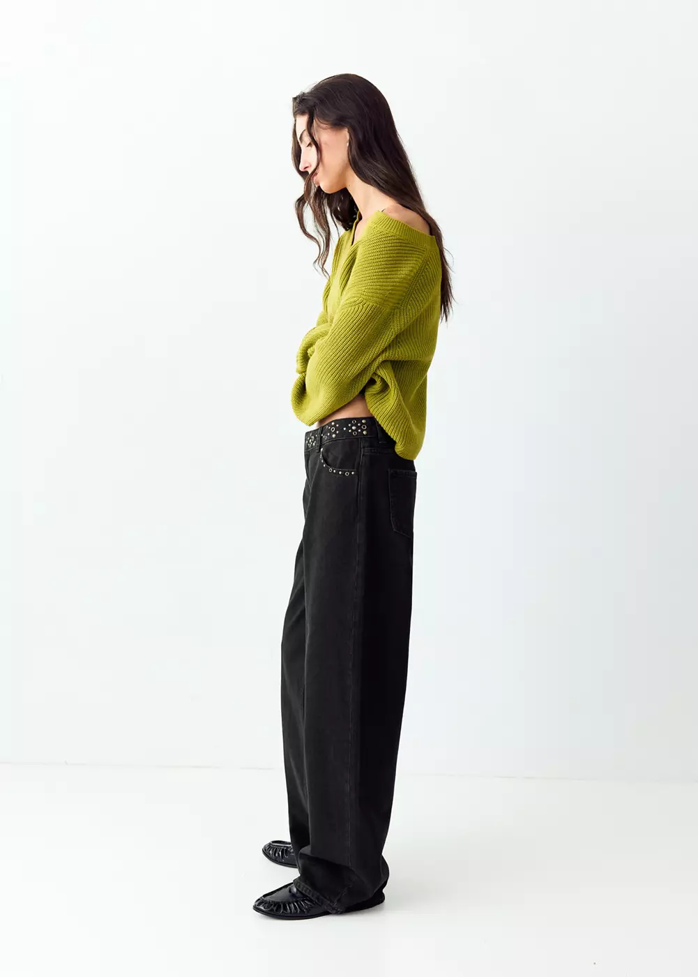Jean taille basse avec œillets à la ceinture, MANGO TEEN