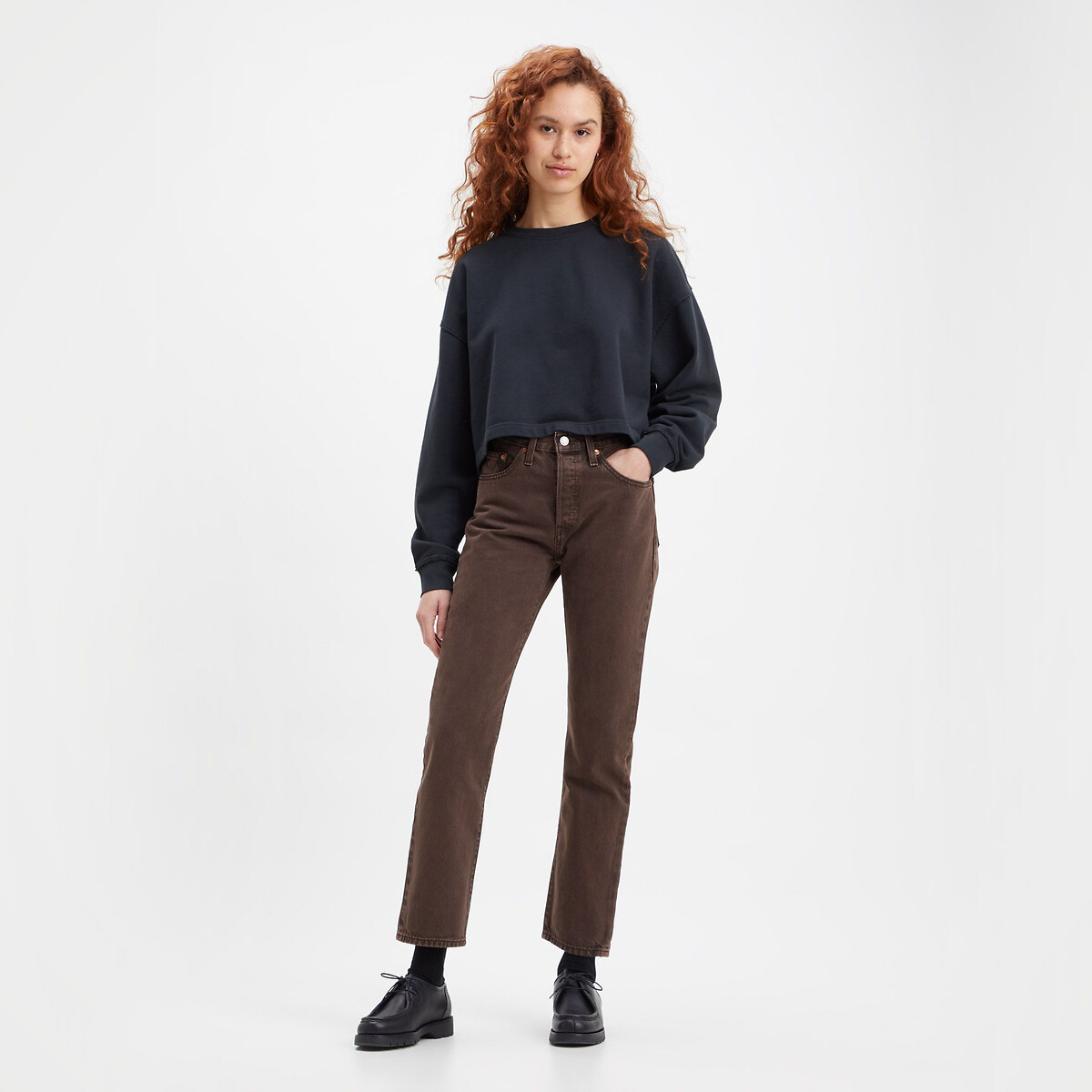 501 original straight jeans in mid rise dark brown Levi s La