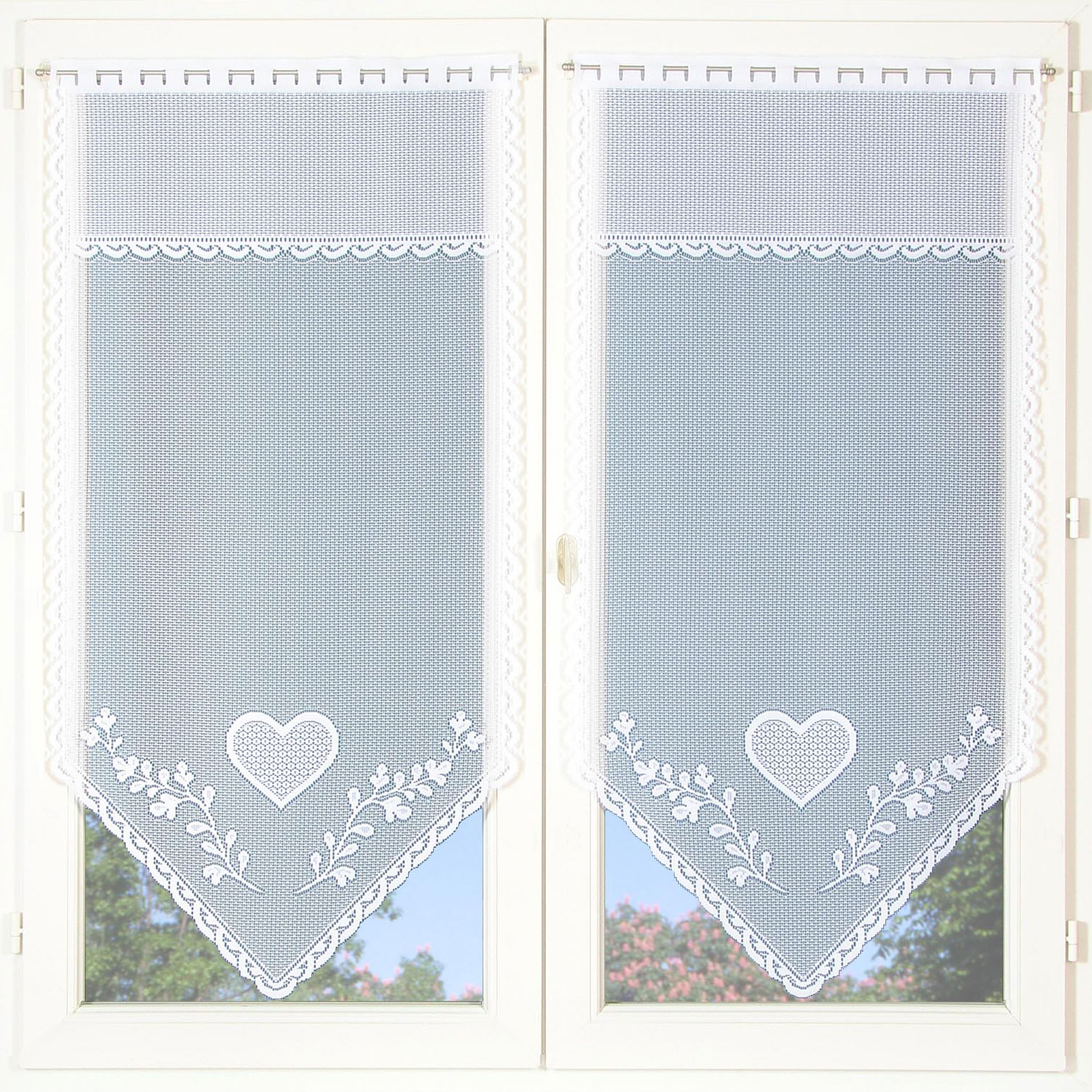 Paire de petits voilages cœur en pointe, HOME MAISON
