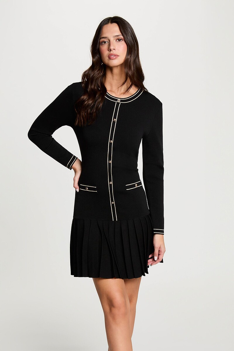Knitted dress with pleated skirt, MORGAN